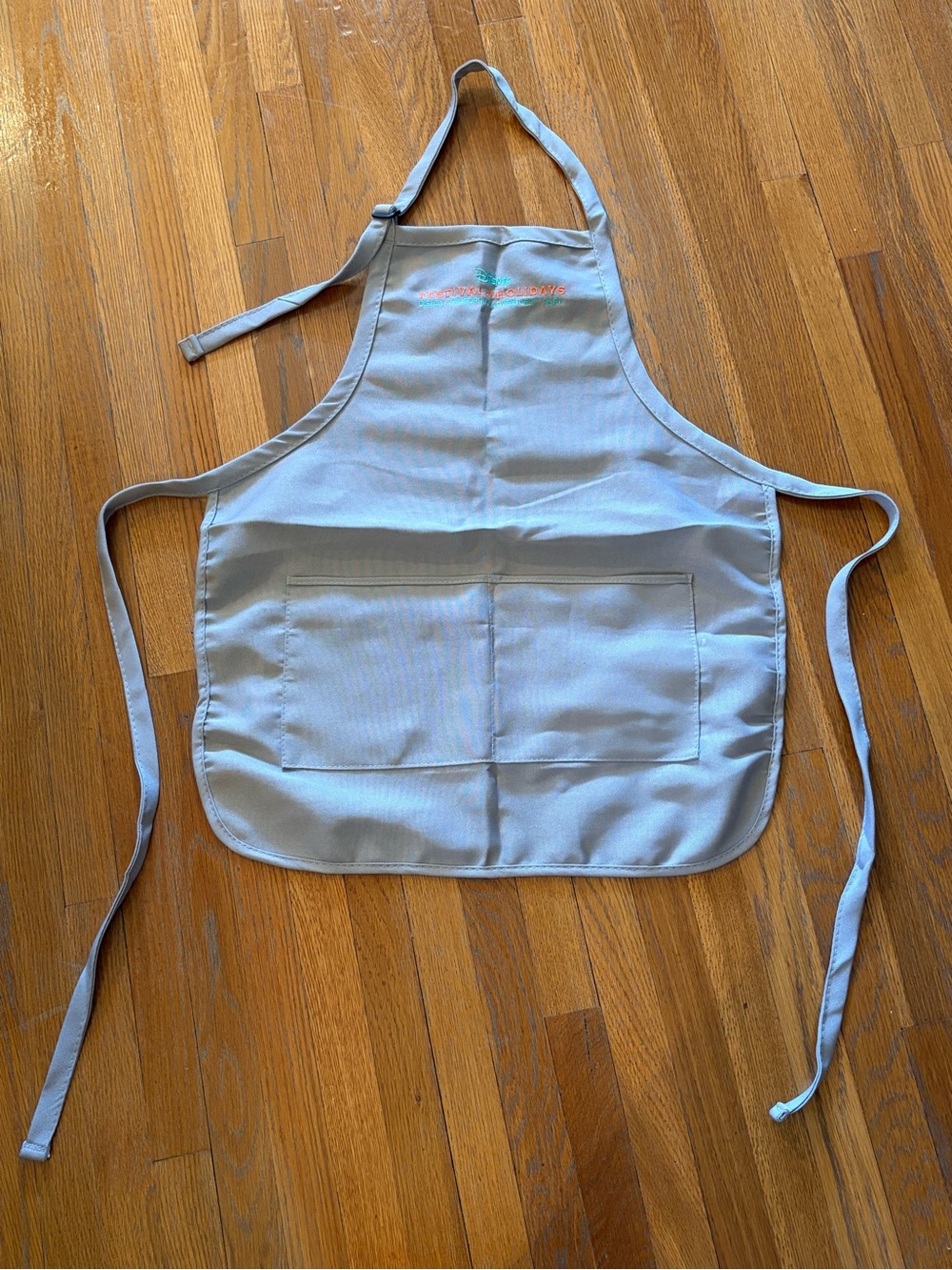 Disney Gray Apron with Teal and Orange Holiday Embroidery